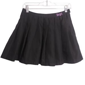 Faded Rose Y2K Angel Black Pleated Mini Skirt Grunge Skater Festival Size M